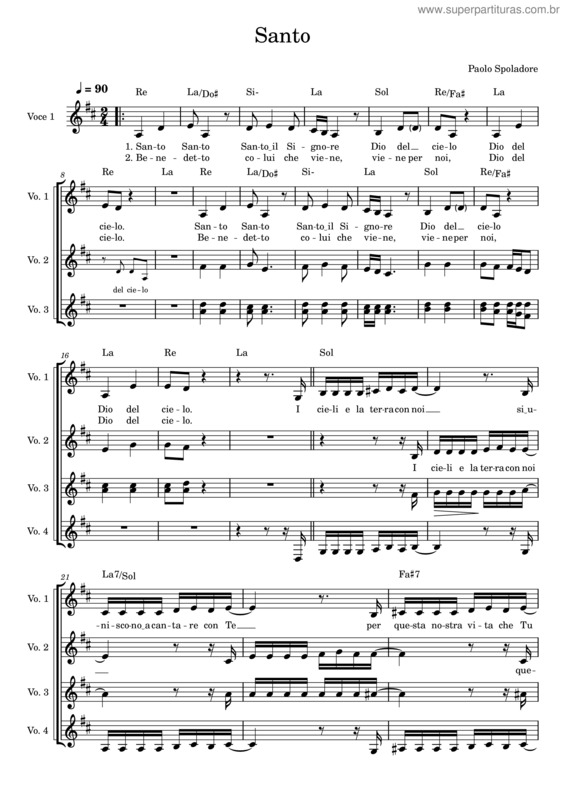 Partitura da música Santo – Spoladore