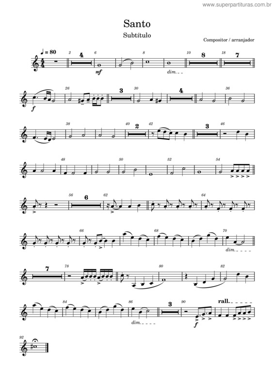 Partitura da música Santo – Trompetes