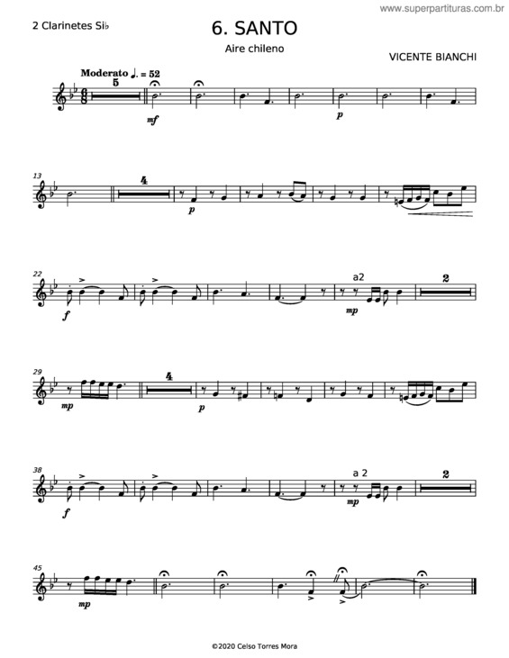 Partitura da música Santo – Vicente Bianchi