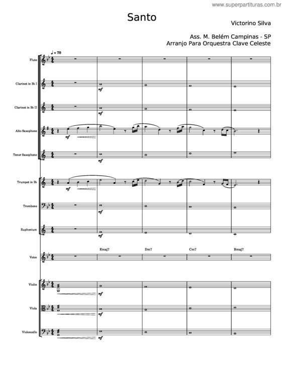 Partitura da música Santo – Victorino Silva