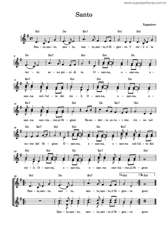 Partitura da música Santo – Zappatore