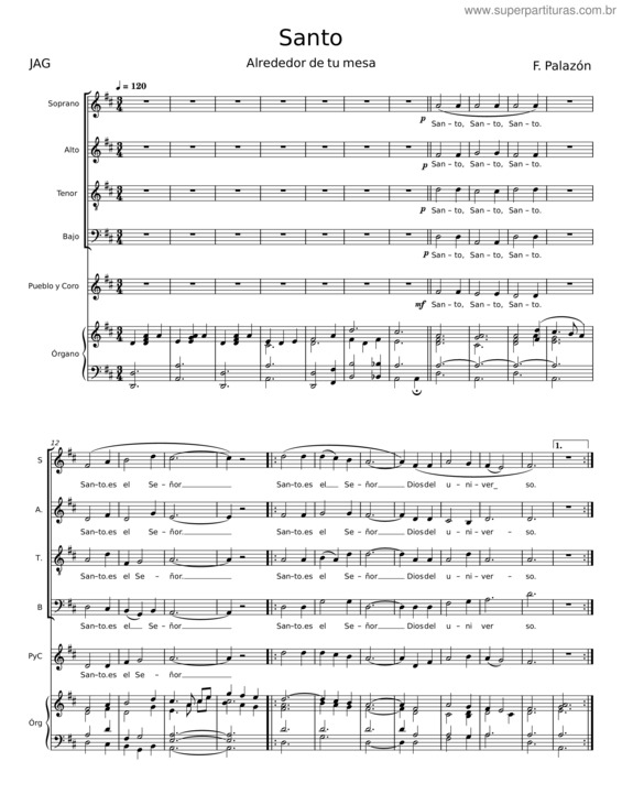 Partitura da música Santo #2 – F. Palazón