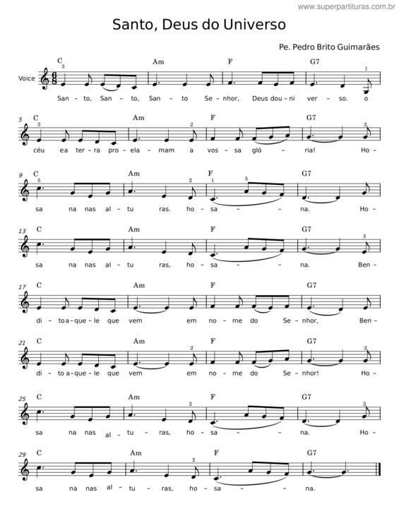 Partitura da música Santo, Deus Do Universo v.2