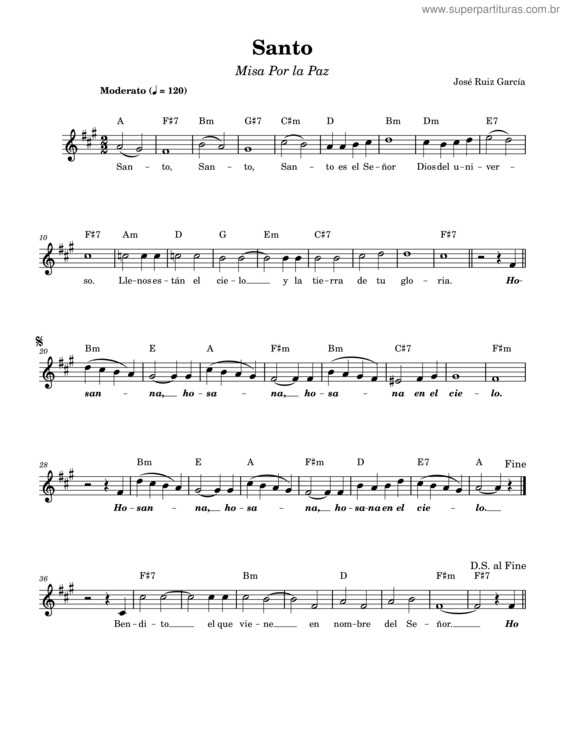 Partitura da música Santo –Misa Por La Paz–