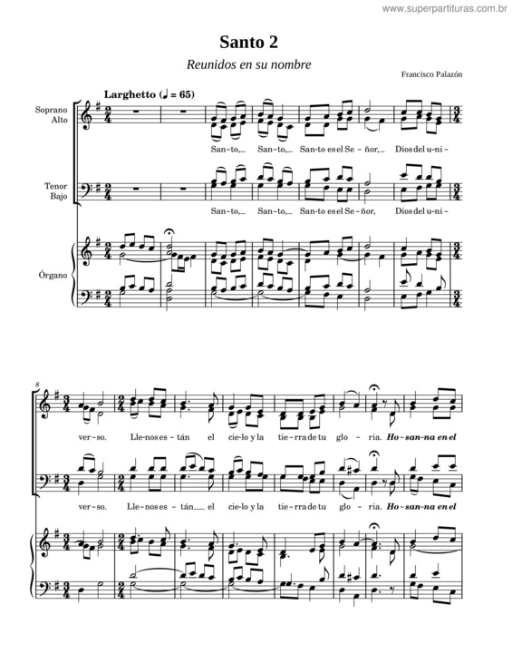 Partitura da música Santo –Misa Reunidos En Su Nombre–2