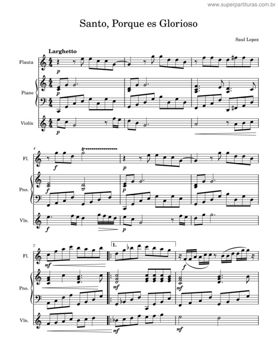 Partitura da música Santo, Porque Es Glorioso