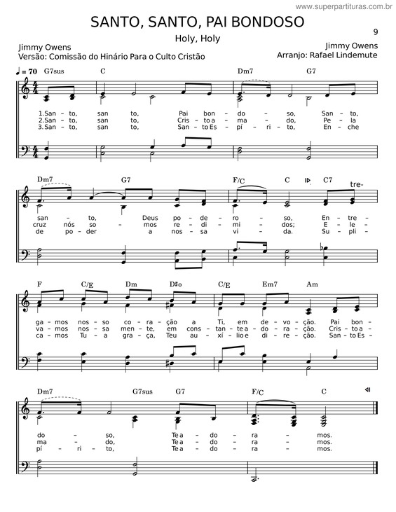 Partitura da música Santo, Santo, Pai Bondoso – Jimmy Owens