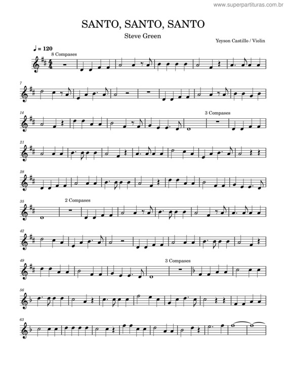 Partitura da música Santo, Santo, Santo         Yeyson Castillo