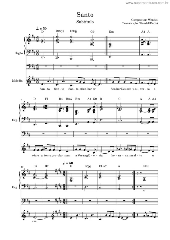 Partitura da música Santo, Santo, Santo  .. – Wendelbss