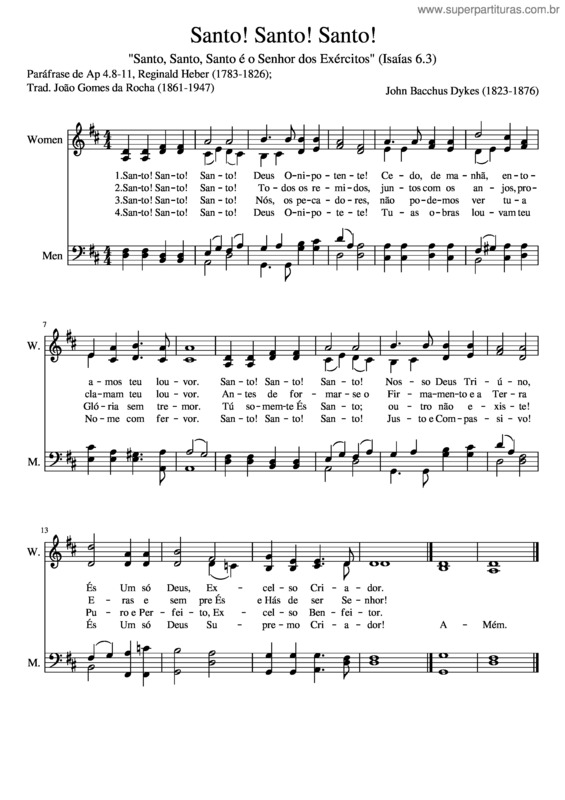 Partitura da música Santo! Santo! Santo! – John Bacchus Dykes