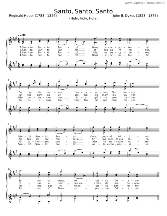 Partitura da música Santo, Santo, Santo – John B. Dykes