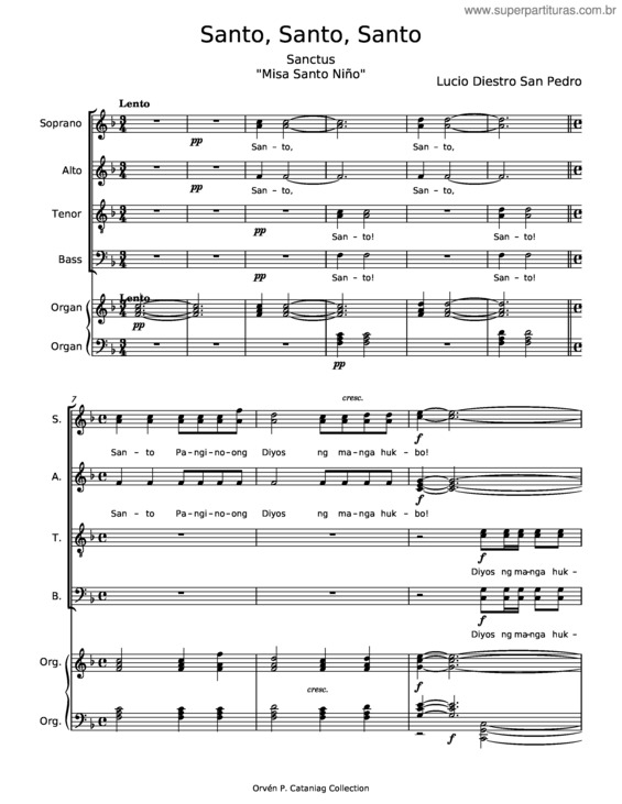 Partitura da música Santo, Santo, Santo – Lucio Diestro San Pedro