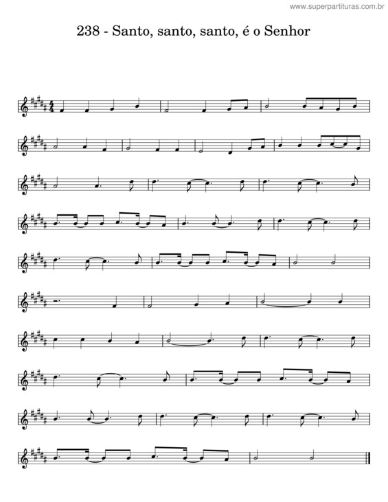 Partitura da música Santo, Santo, Santo, É O Senhor