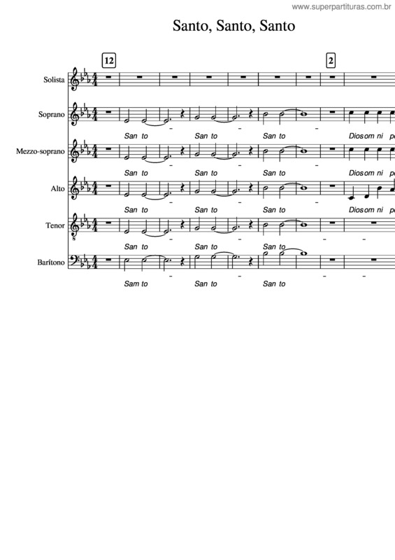 Partitura da música Santo, Santo, Santo 2