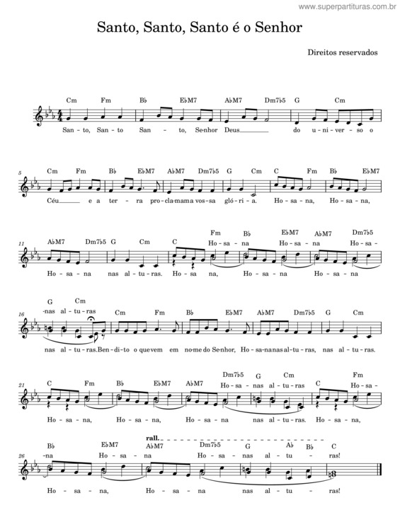 Partitura da música Santo, Santo, Santo É O Senhor v.2