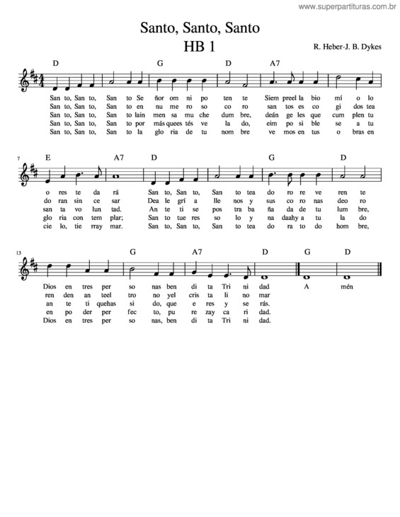 Partitura da música Santo, Santo, Santo Hb 1