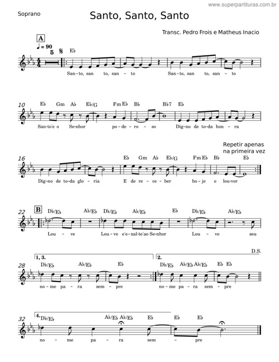Partitura da música Santo, Santo, Santo v.10
