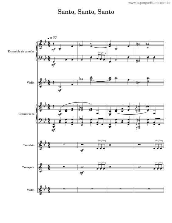 Partitura da música Santo, Santo, Santo v.12