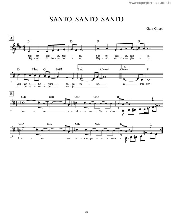 Partitura da música Santo, Santo, Santo v.2