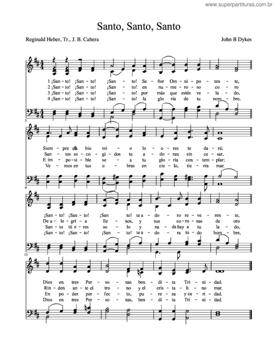 Partitura da música Santo, Santo, Santo v.3