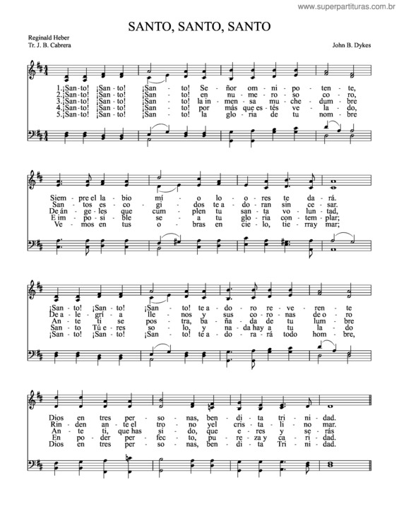 Partitura da música Santo, Santo, Santo v.4