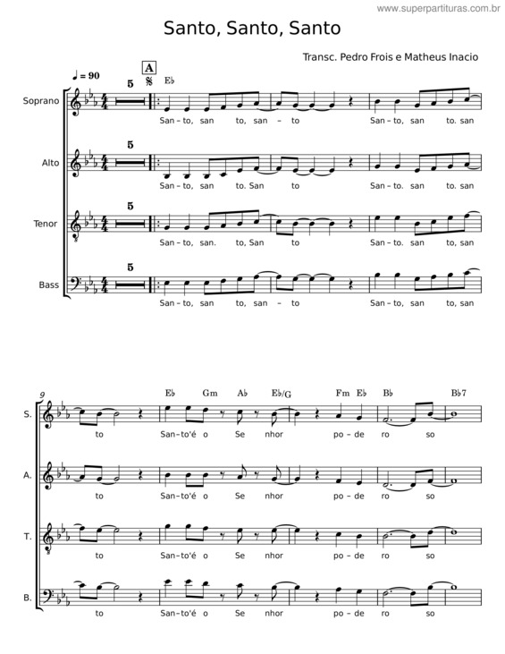 Partitura da música Santo, Santo, Santo v.8