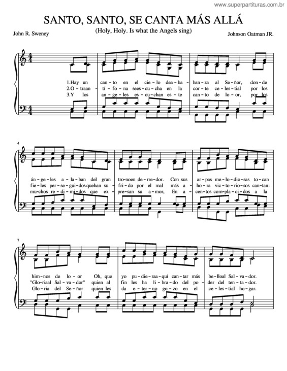 Partitura da música Santo, Santo, Se Canta Más Allá