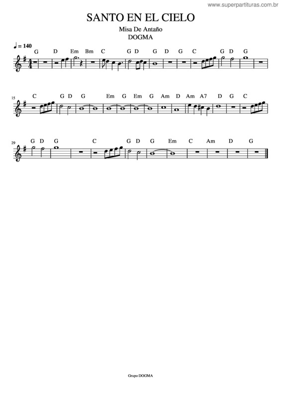 Partitura da música Santo, Santo En El Cielo – Flauta