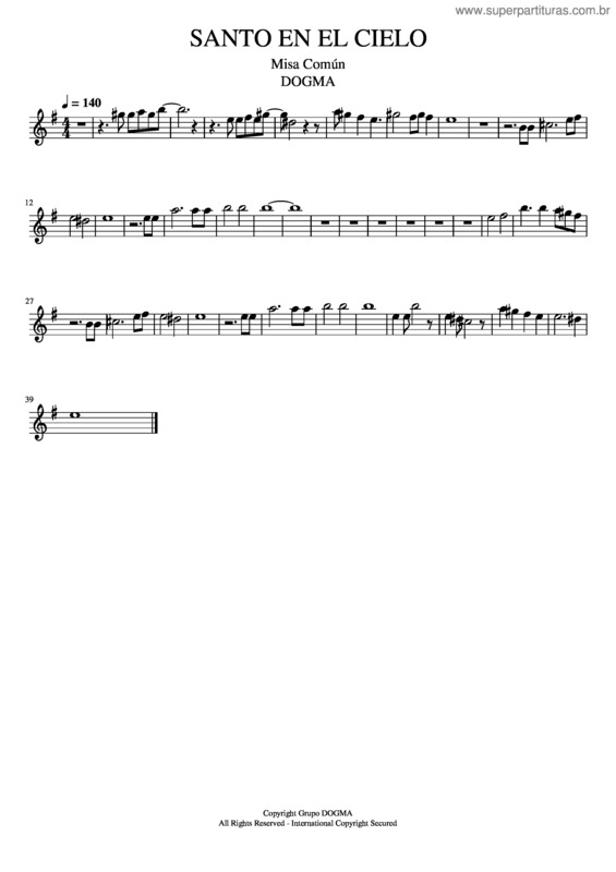 Partitura da música Santo, Santo En El Cielo Sax