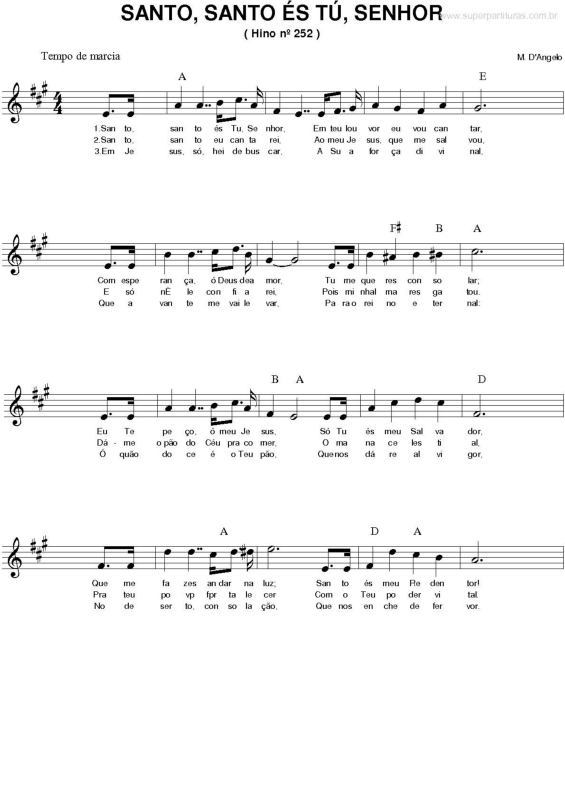 Partitura da música Santo, Santo És Tú, Senhor v.2