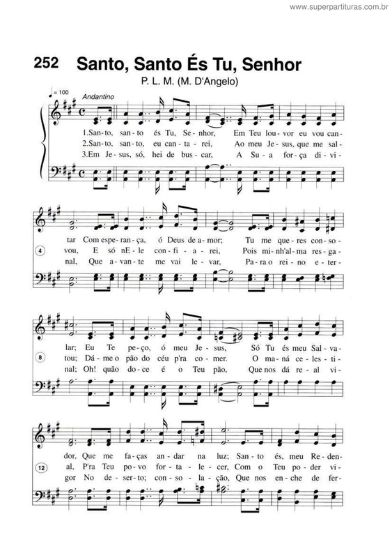 Partitura da música Santo, Santo És Tu, Senhor v.3