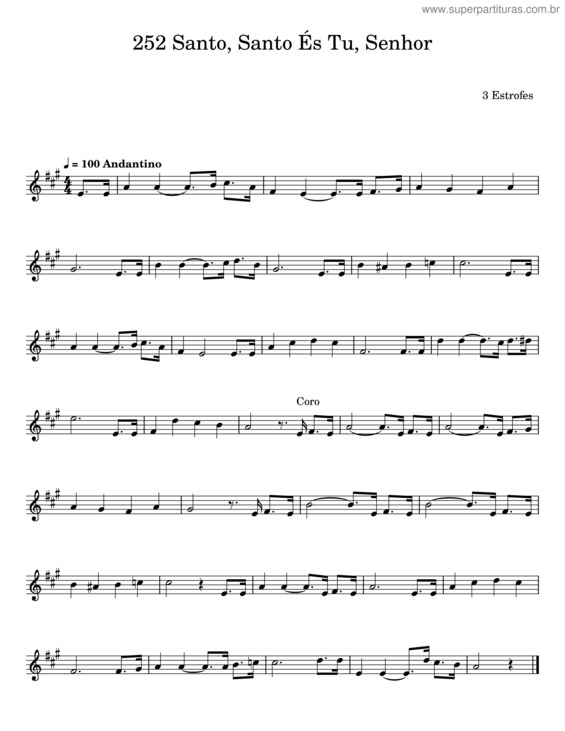 Partitura da música Santo, Santo És Tu, Senhor v.5