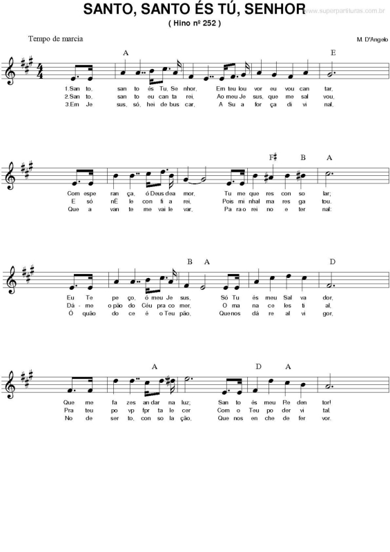 Partitura da música Santo, Santo És Tú, Senhor