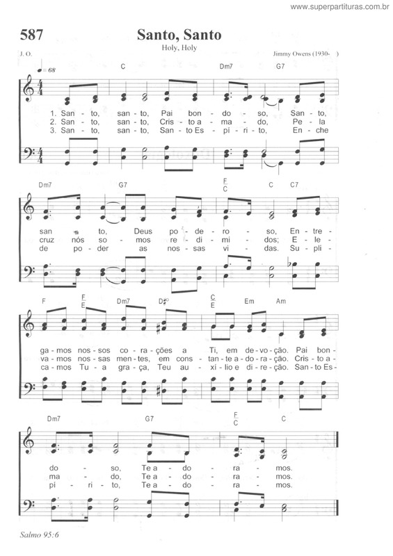 Partitura da música Santo, Santo v.2