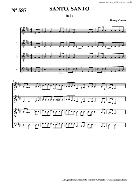 Partitura da música Santo, Santo v.3