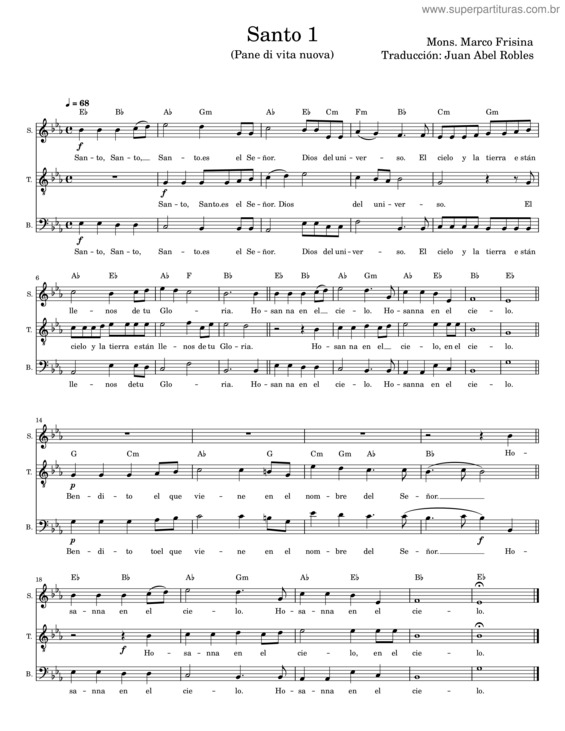 Partitura da música Santo 1 – Marco Frisina v.2
