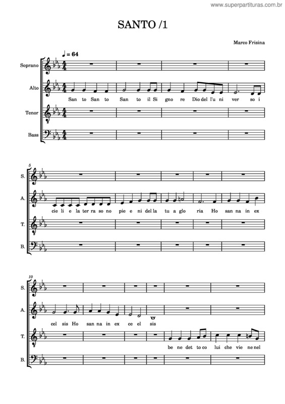 Partitura da música Santo 1 Contralti