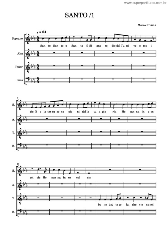 Partitura da música Santo 1 Soprani