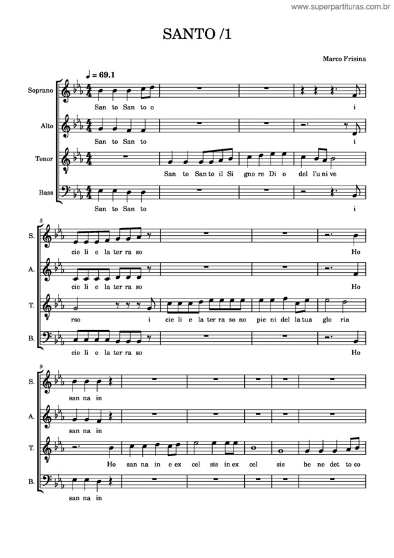 Partitura da música Santo 1 Tenori