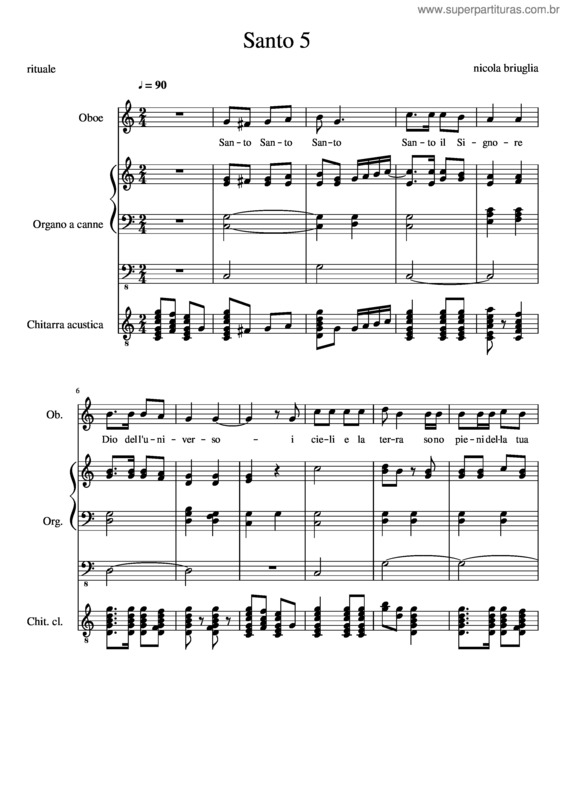 Partitura da música Santo 5