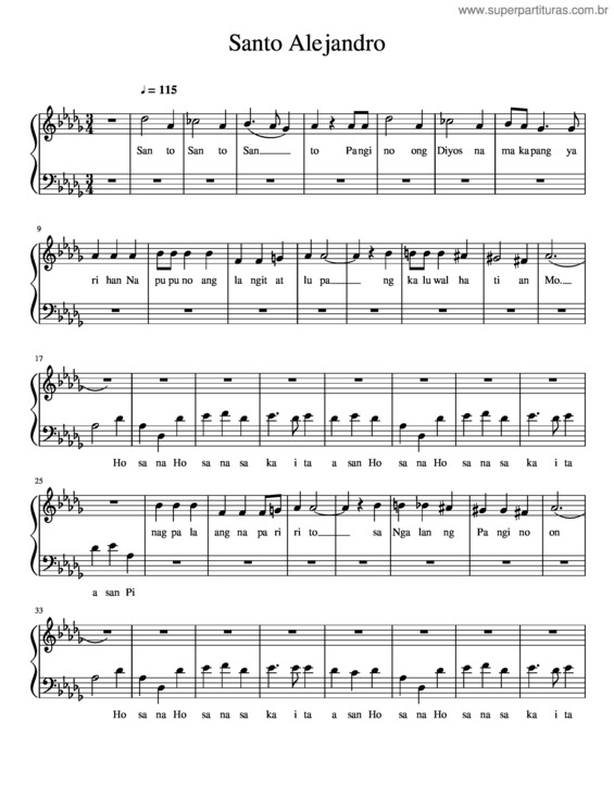 Partitura da música Santo Alejandro