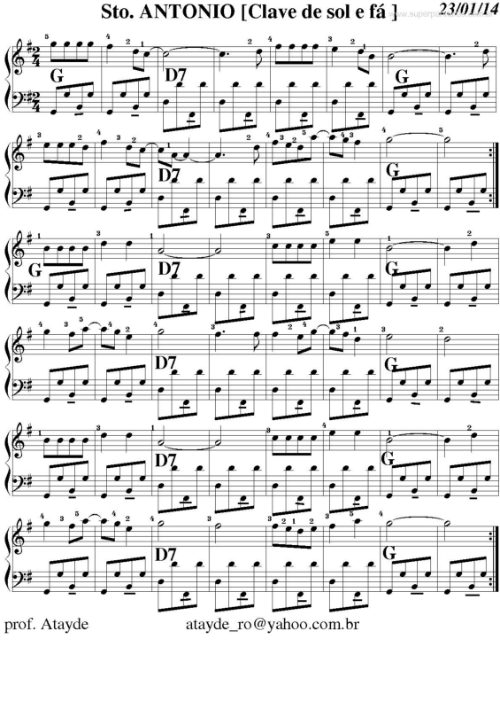 Partitura da música Santo Antônio