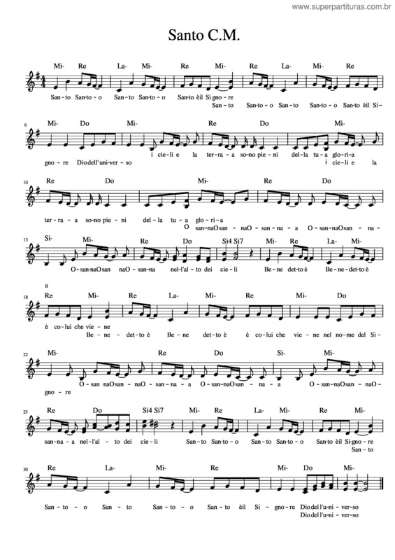 Partitura da música Santo C.M.