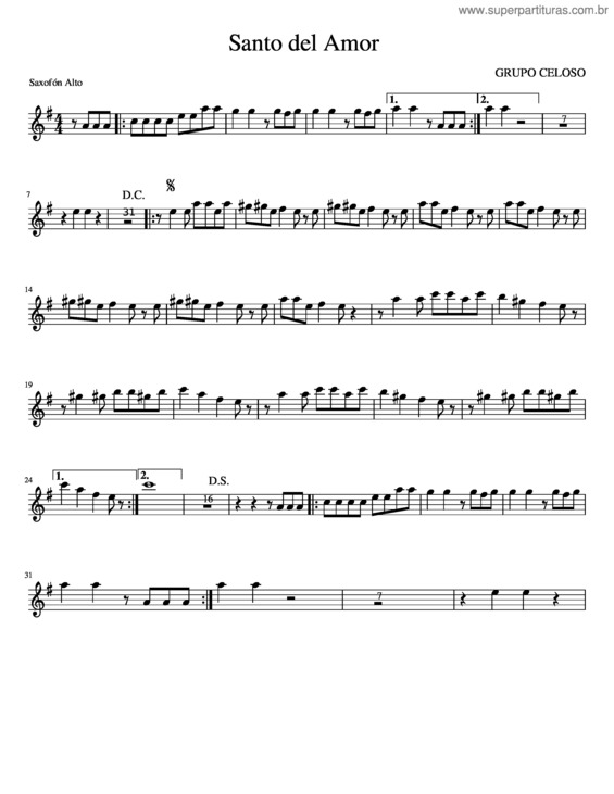 Partitura da música Santo Del Amor