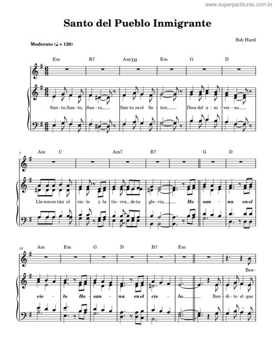 Partitura da música Santo Del Pueblo Inmigrante