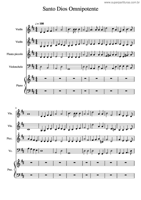 Partitura da música Santo Dios Omnipotente