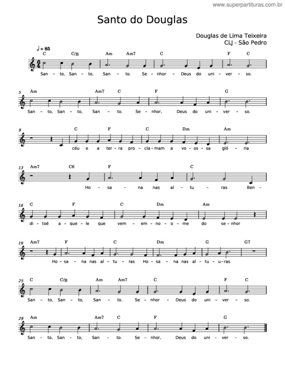 Partitura da música Santo Do Douglas – Douglas De Lima Teixeira