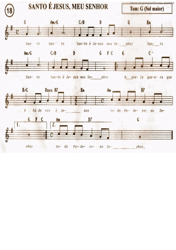 Partitura da música Santo É Jesus, Meu Senhor