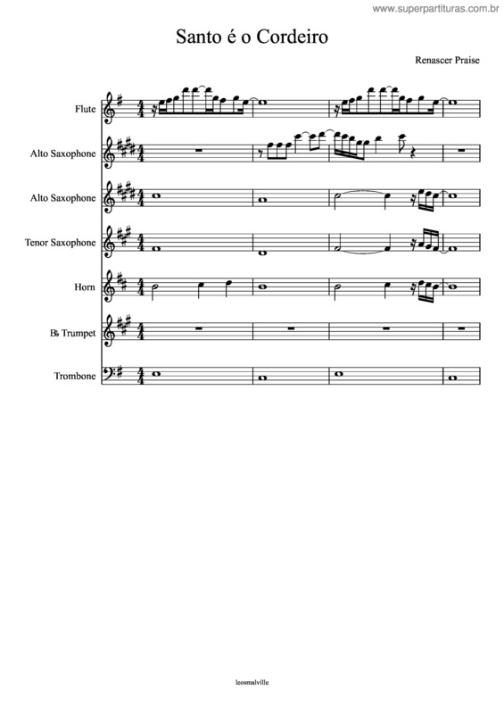 Partitura da música Santo É O Cordeiro