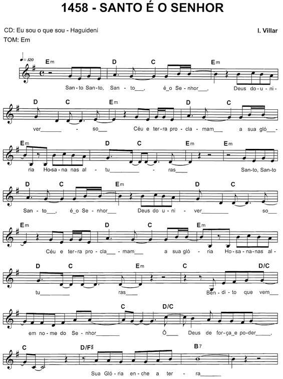 Partitura da música Santo É O Senhor v.2